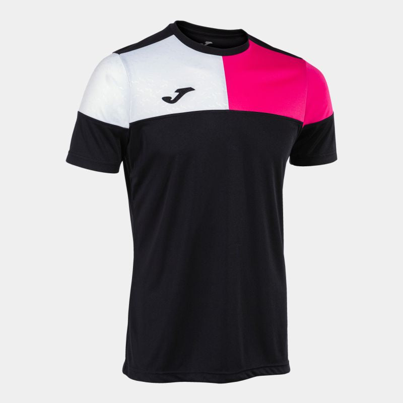 JOMA CREW V SS JERSEY BLACK/RASPBERRY FLUOR/WHITE