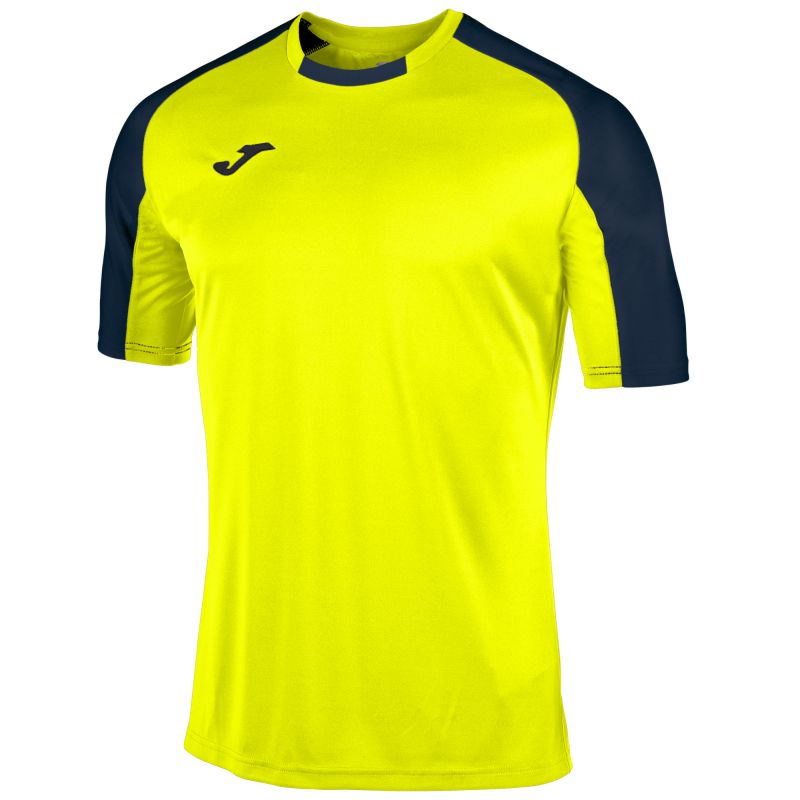 Joma Essential SS Football Shirt Fluor Yellow/Dark Navy