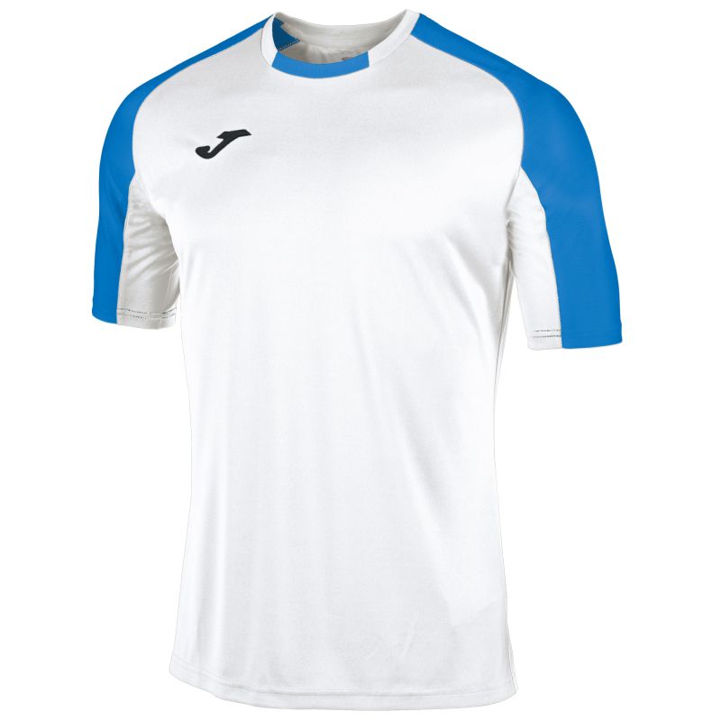 joma Essential SS Football Shirt White/Royal