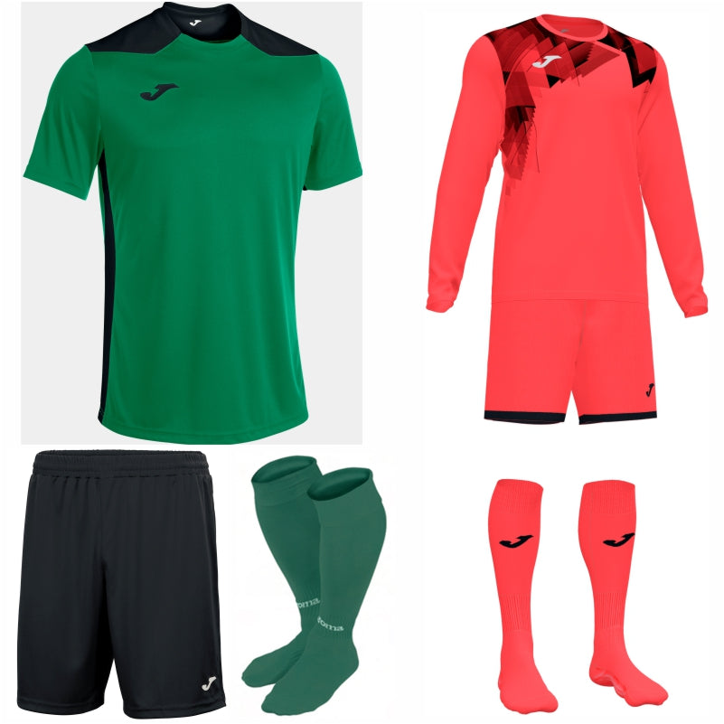 JOMA CHAMPIONSHIP VI SS KIT BUNDLE GREEN MEDIUM/BLACK