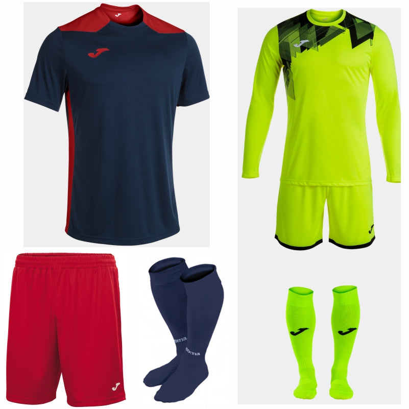 JOMA CHAMPIONSHIP VI SS KIT BUNDLE DARK NAVY/RED