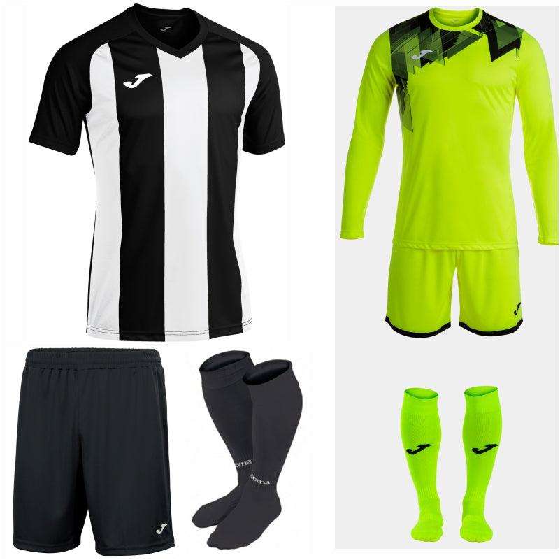 Joma black online and white kit