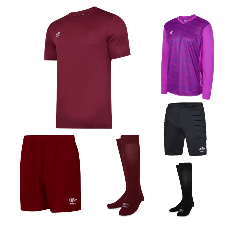 UMBRO CLUB SS KIT BUNDLE NEW CLARET
