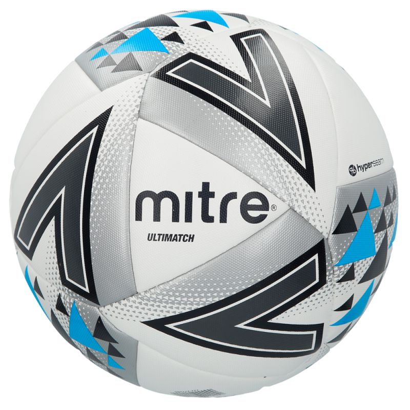 Mitre Ultimatch Football White/Silver/Blue